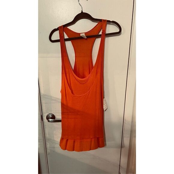 Free People We the Free Karmen Razor Back Layered Orange Tank Top Size M New - Picture 1 of 11